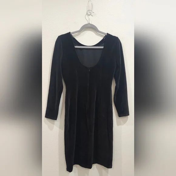 J CREW ITALIAN BLACK VELVET HATHAWAY DRESS MARIO BELLUCCI SZ 6 SCOOPBACK SHEATH - Picture 4 of 6